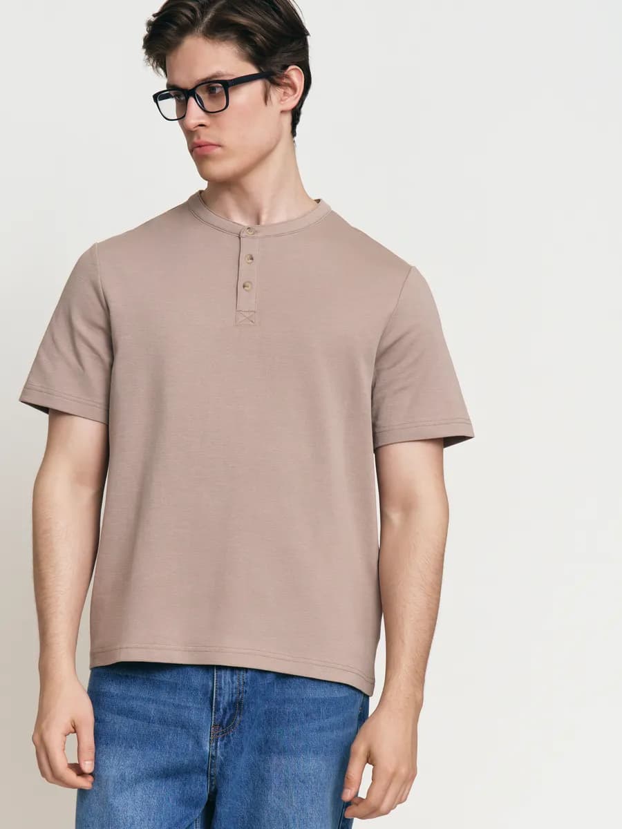 Мужская футболка хенли из хлопка - фото 1