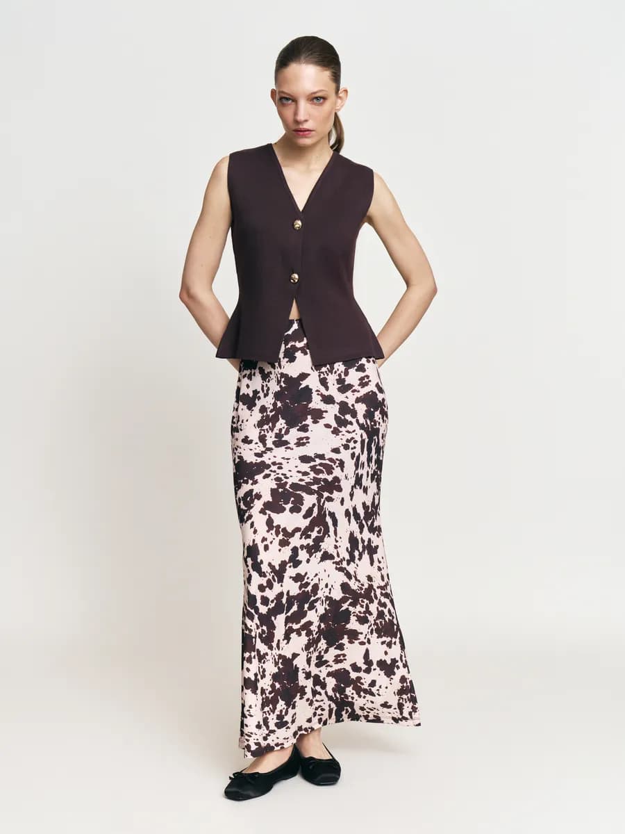 Женская юбка годе макси с принтом