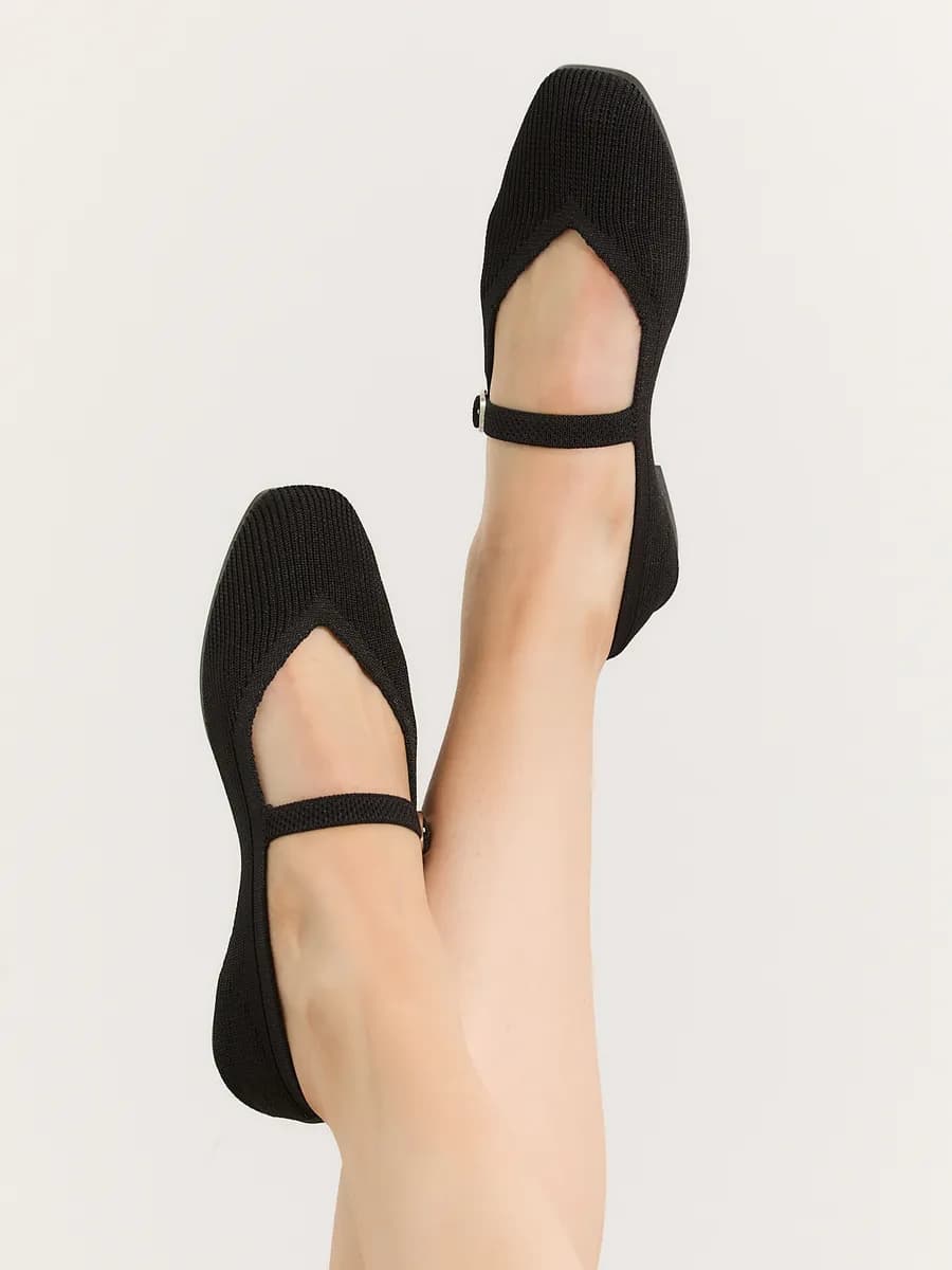 Балетки текстильные с ремешком