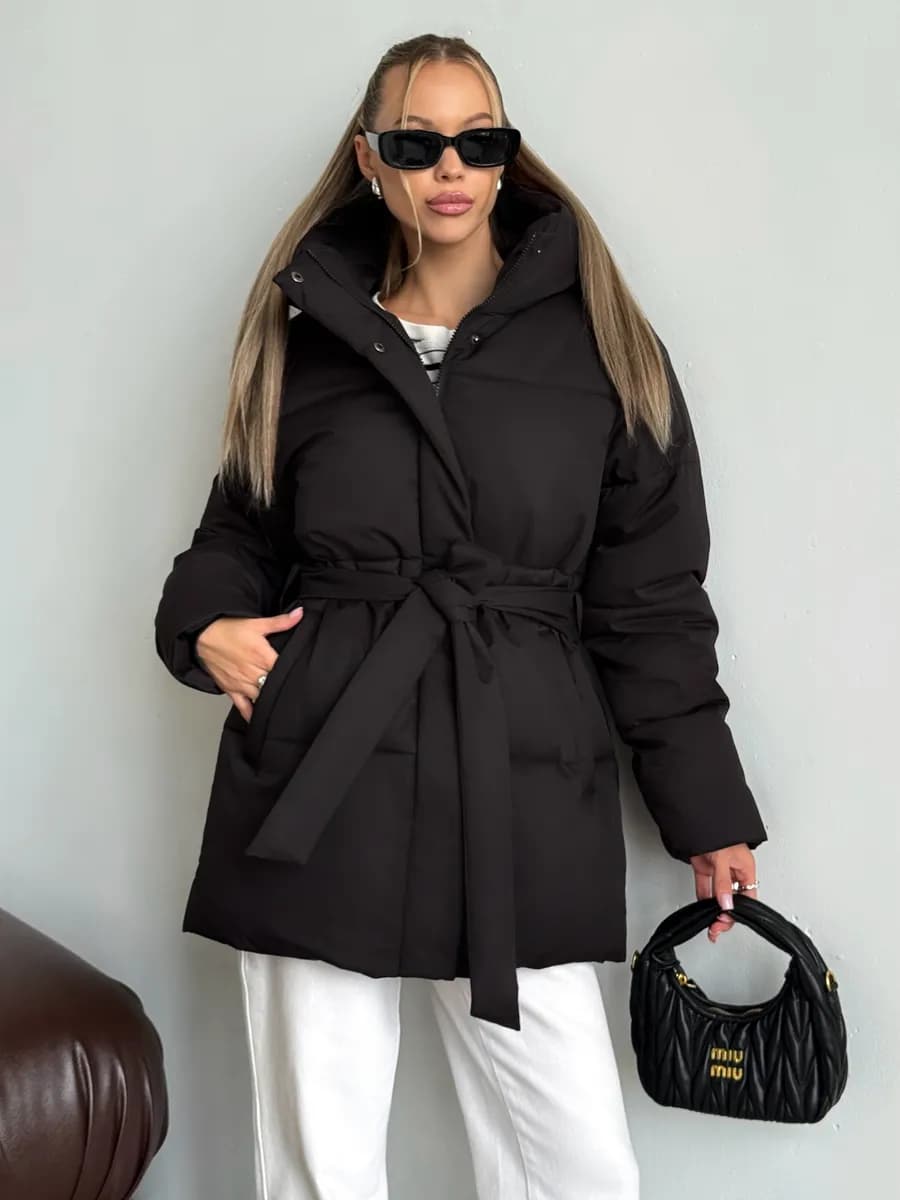 Куртка зимняя удлиненная с капюшоном