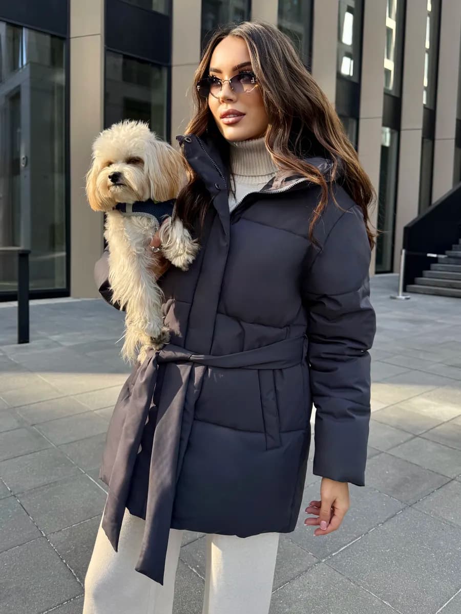 Куртка зимняя удлиненная с капюшоном