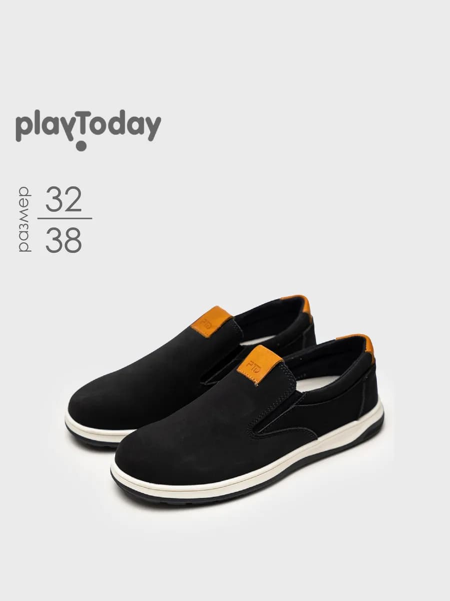 Полуботинки кожаные школьные туфли синие на сменку - фото 1