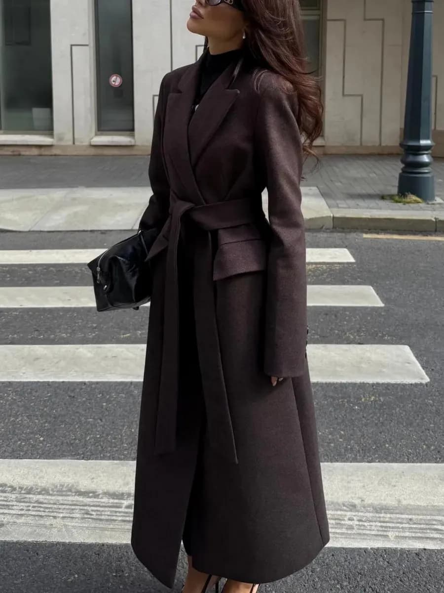 Пальто шерстяное демисезонное длинное