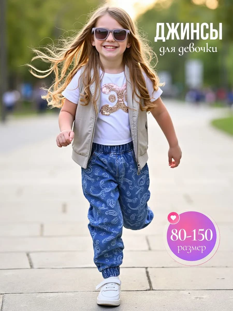 Джинсы для девочки на резинке