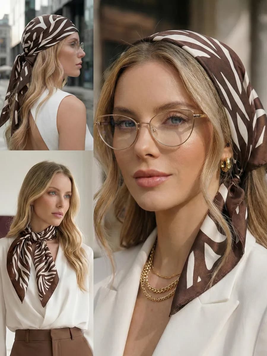 Платок шелковый на голову и шею