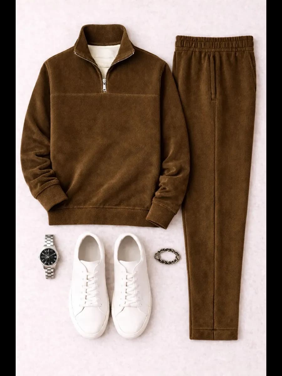 Костюм спортивный полузамок вельветовый - фото 1