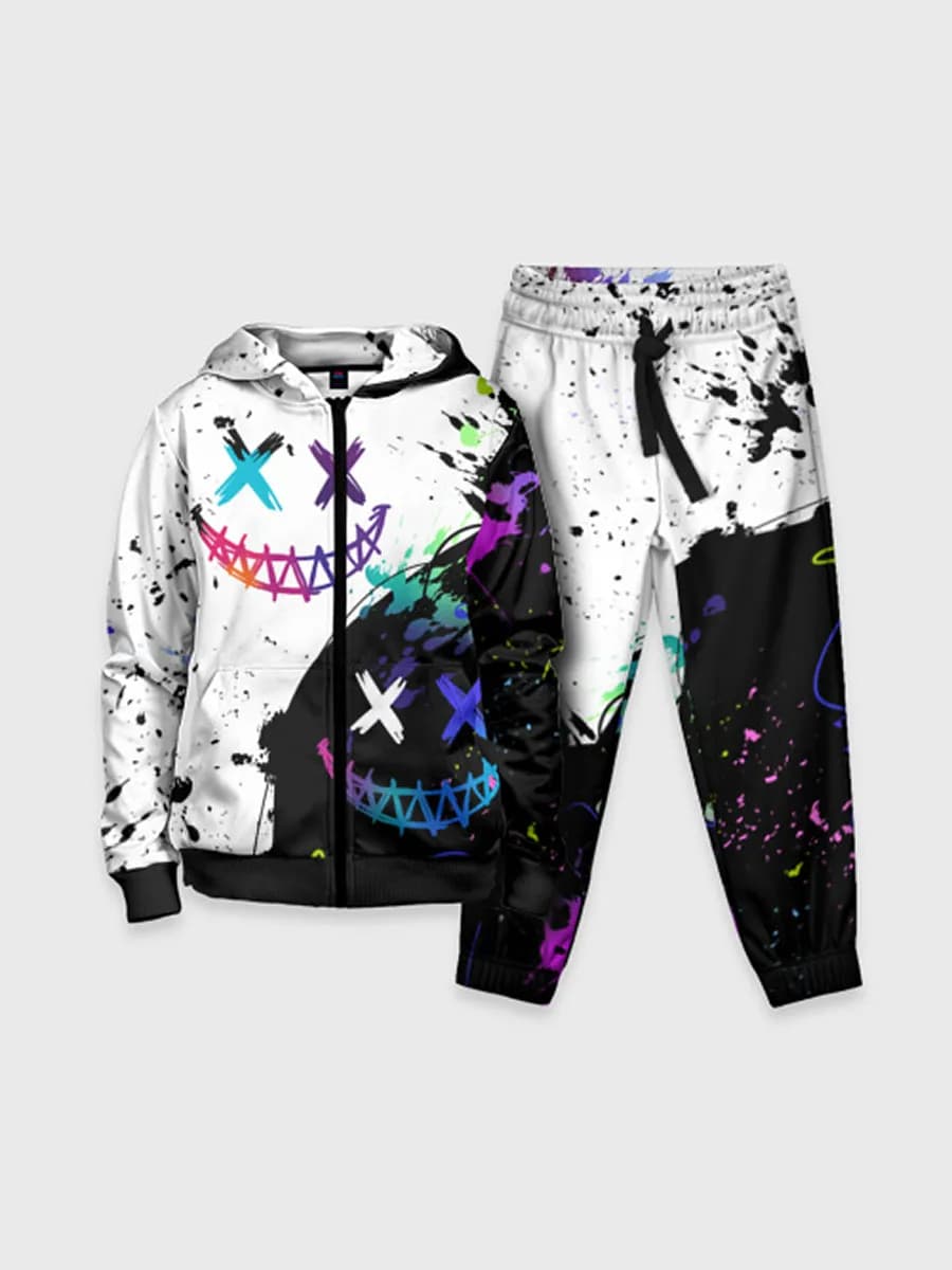 костюм с принтом неоновые брызги - жуткие улыбки