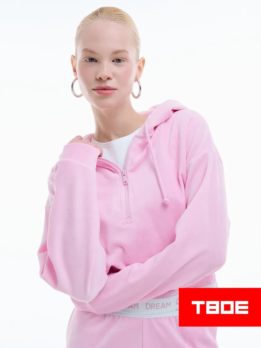 Домашняя велюровая Half zip толстовка - фото 1