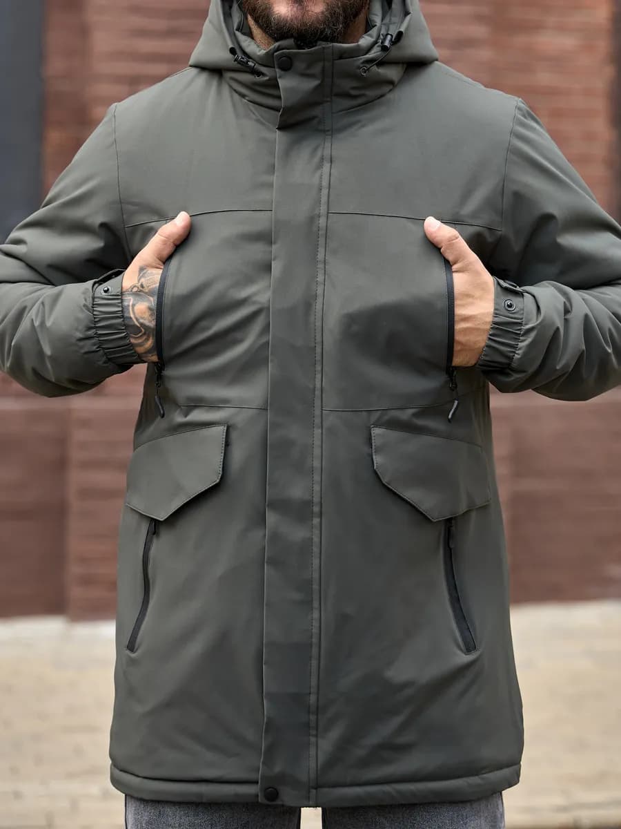 Куртка пуховик демисезонная удлиненная с капюшоном