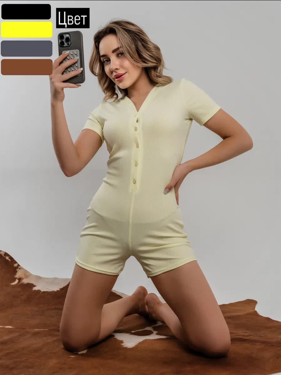 Пижама с шортами комбинезон трикотажная