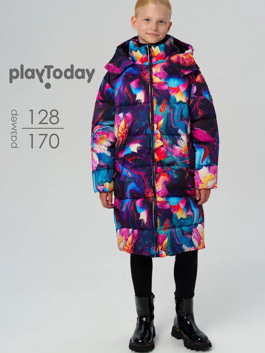 Зимнее пальто подростковое теплое с капюшоном