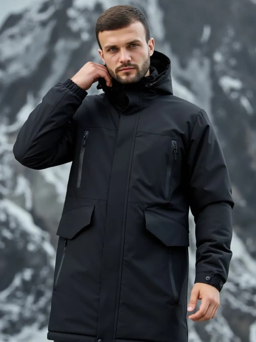 Куртка пуховик демисезонная удлиненная с капюшоном