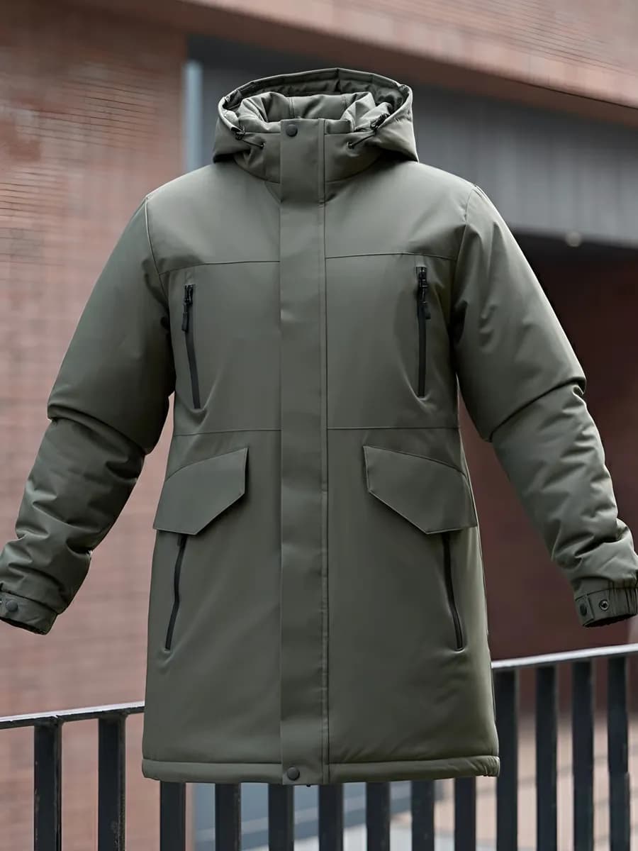 Куртка пуховик демисезонная удлиненная с капюшоном