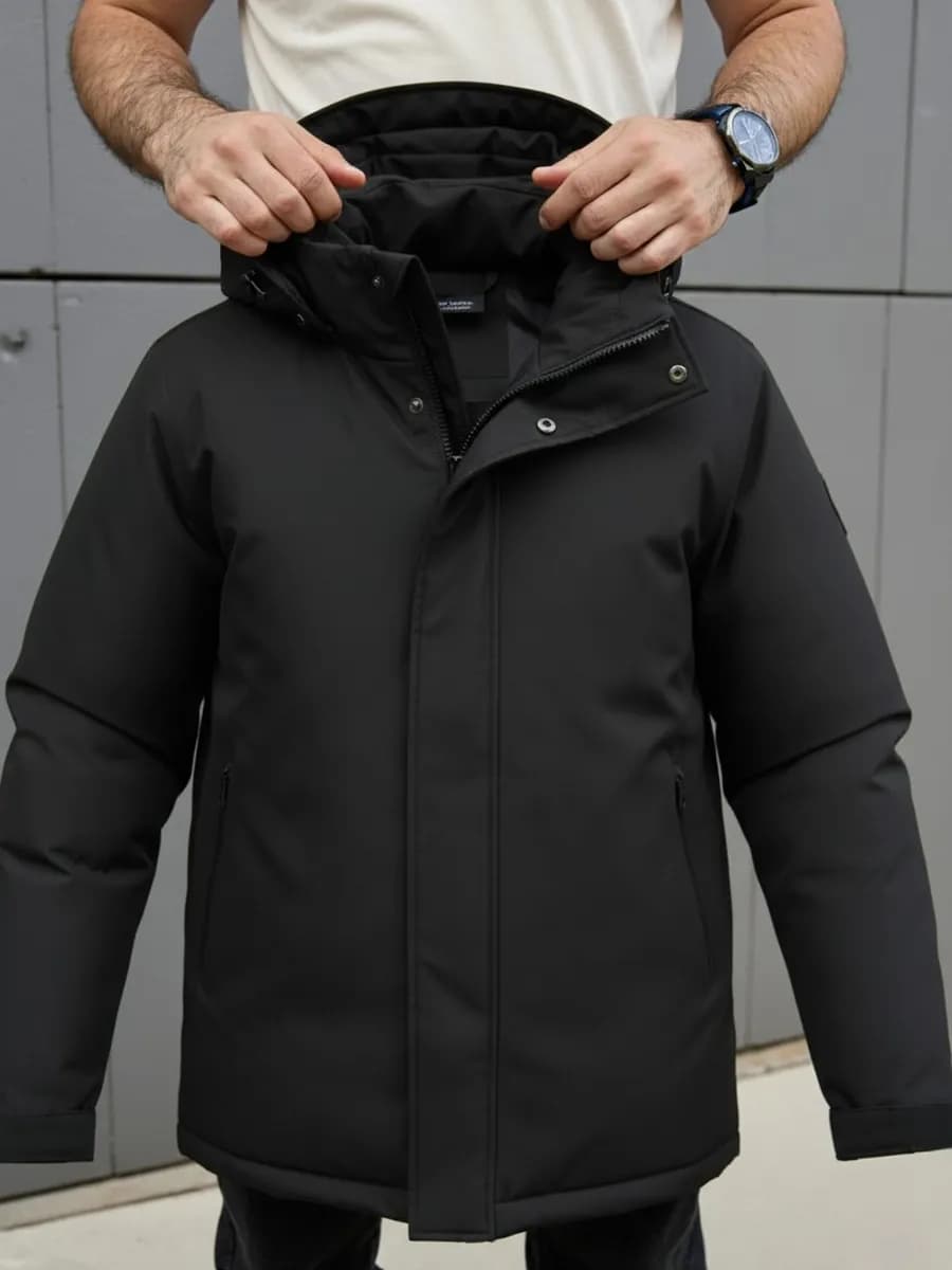 Куртка пуховик зимняя короткая с капюшоном