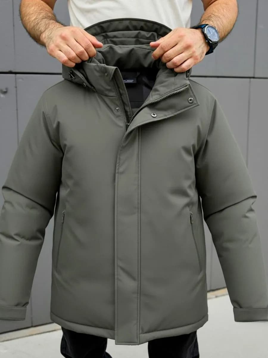 Куртка пуховик зимняя короткая с капюшоном