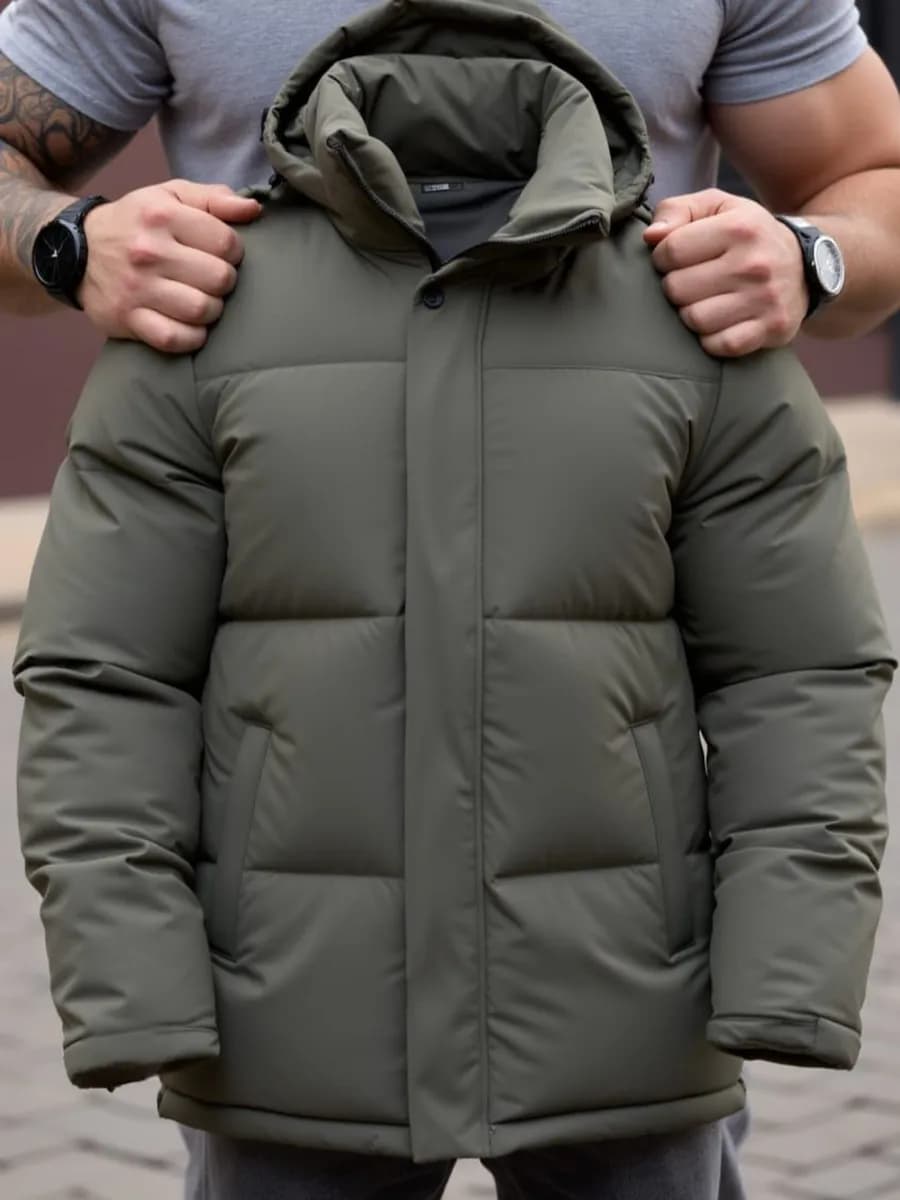 Куртка пуховик зимняя короткая с капюшоном