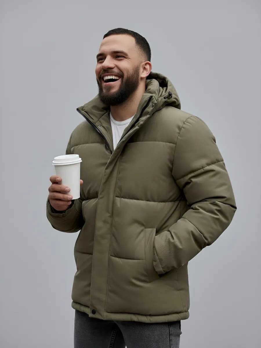 Куртка пуховик зимняя короткая с капюшоном