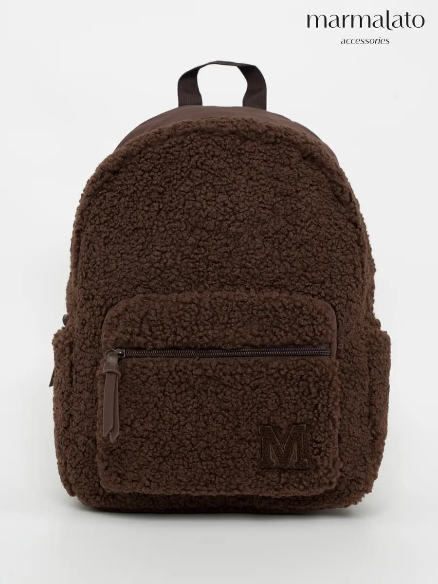 рюкзак школьный коричневый плюшевый тедди портфель