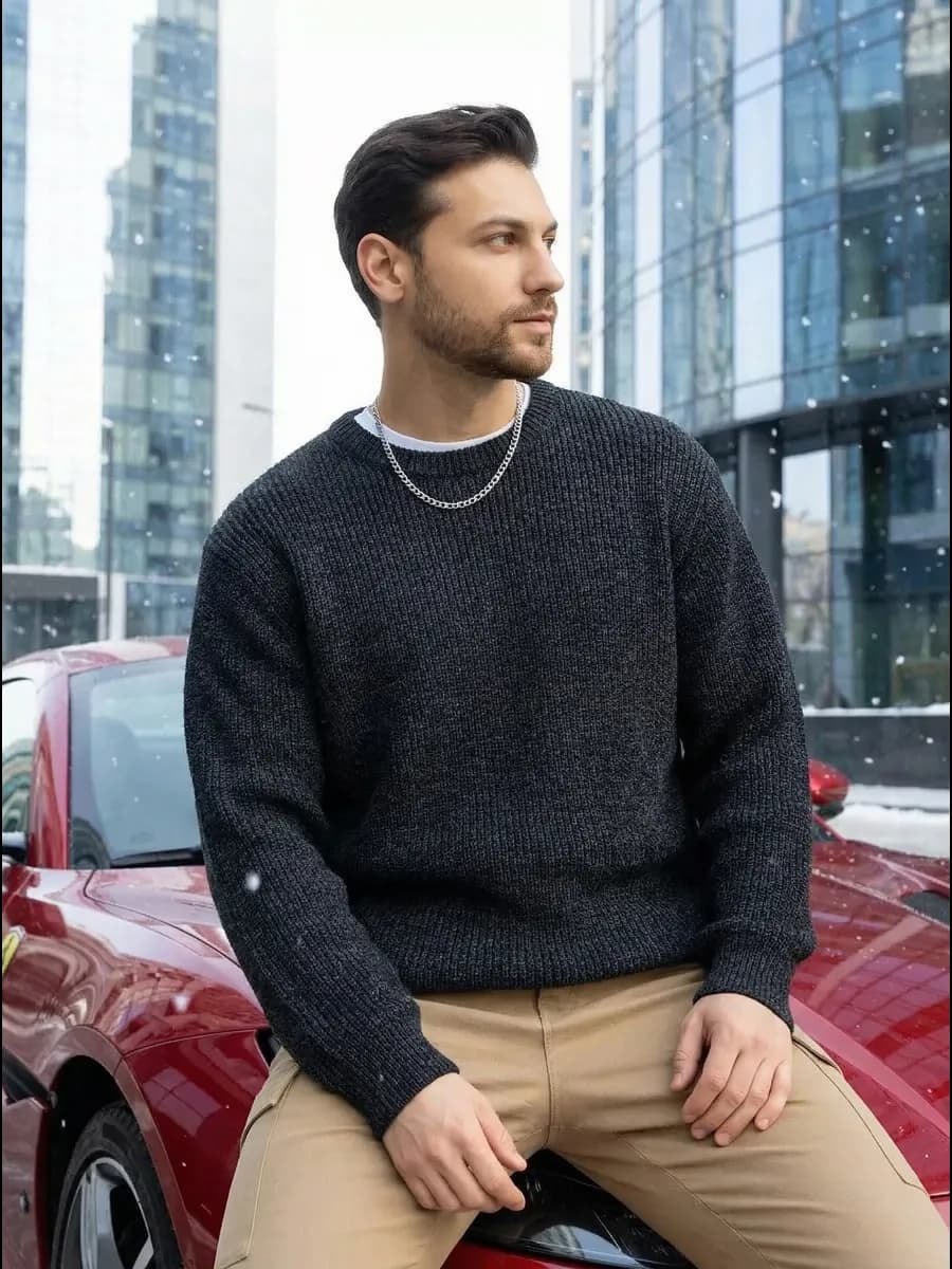 Свитер вязаный теплый оверсайз