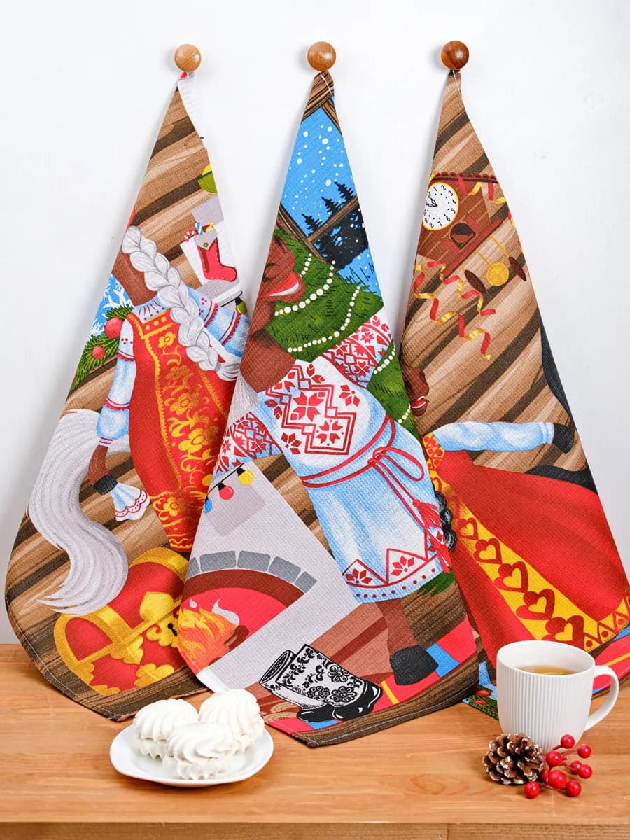 Полотенца кухонные набор 3 шт 60х47 см вафельное - фото 1