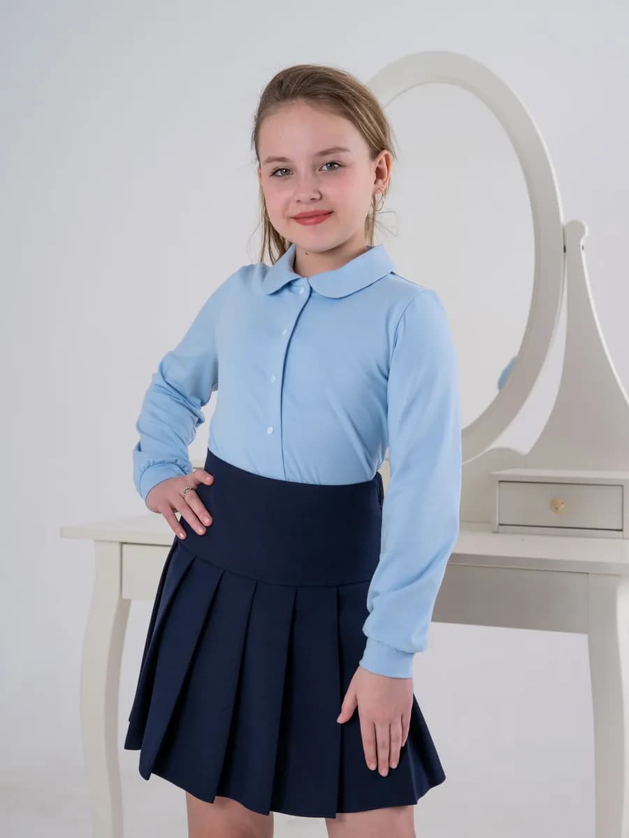 Блузка для девочки школьная белая трикотажная