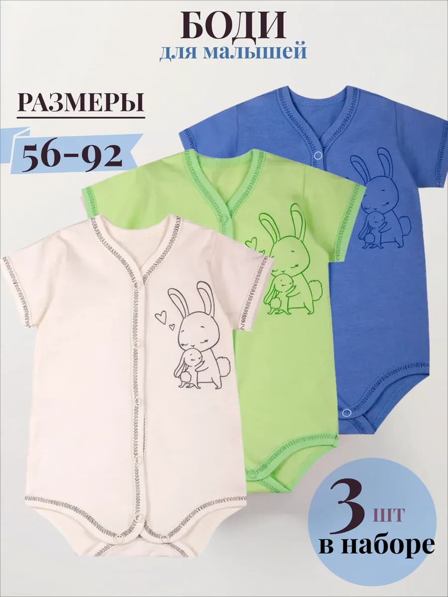 Набор боди для новорожденных короткий рукав - фото 1