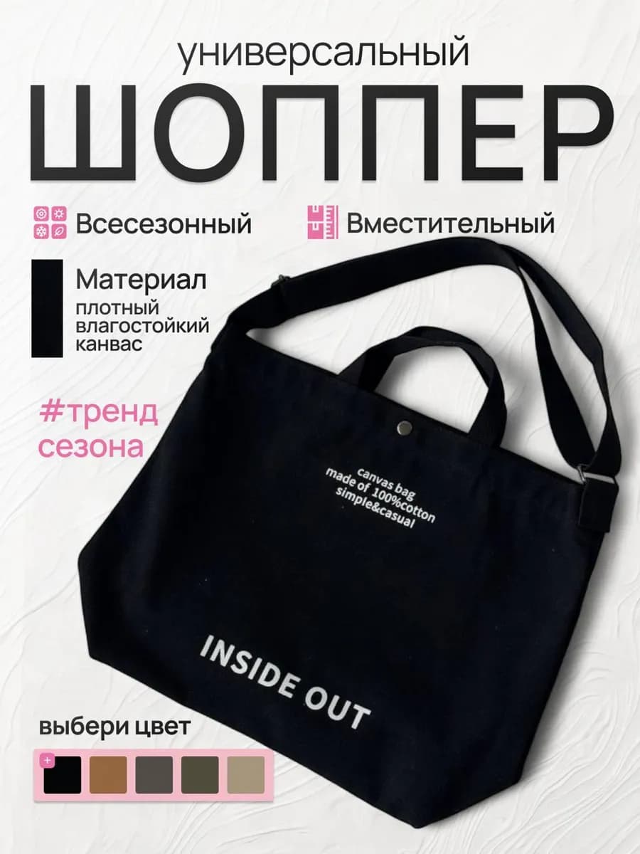 Сумка шоппер через плечо текстильная