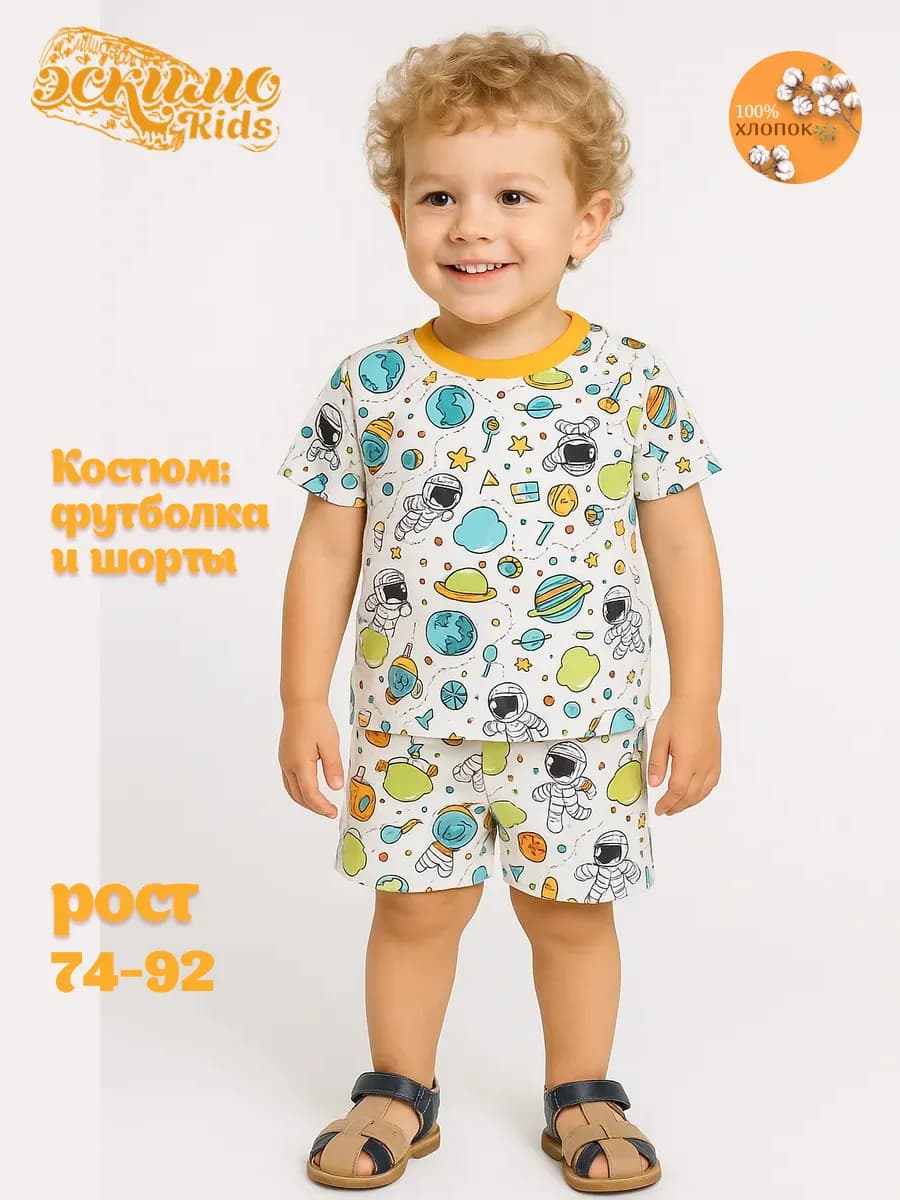 Костюм на лето для новорожденных, футболка и шорты