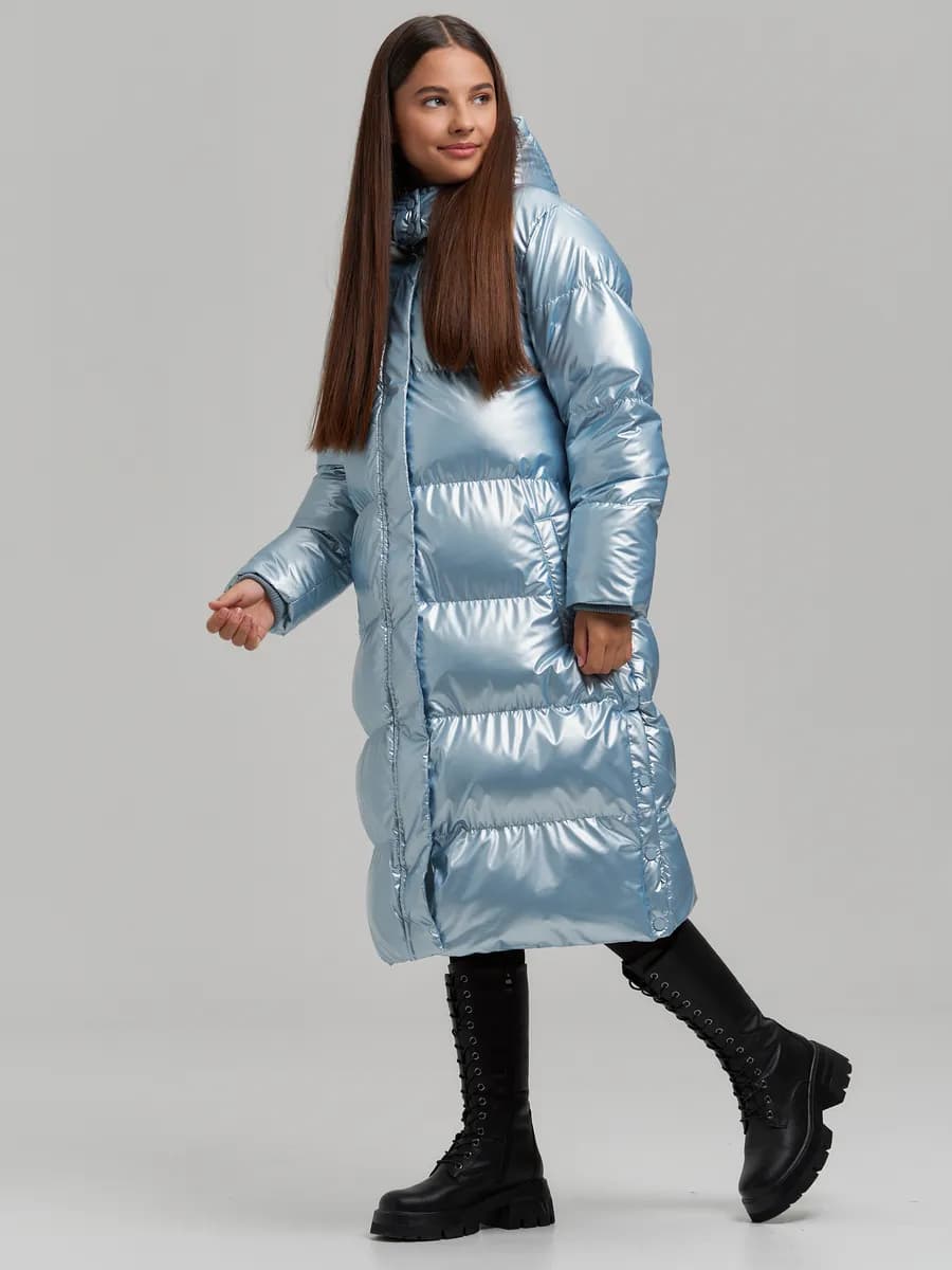 Пальто зимнее для подростка длинное с капюшоном