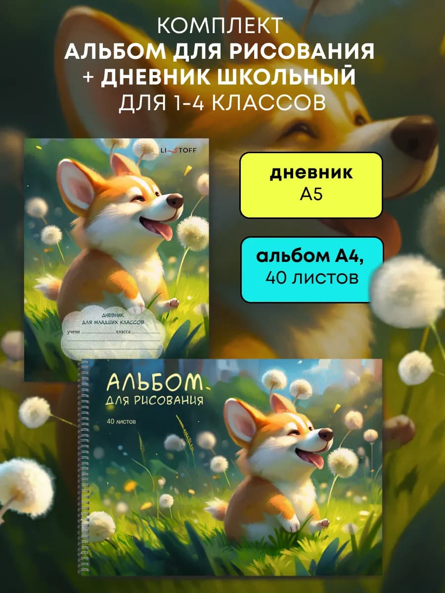 Дневник школьный и альбом для рисования 40 л