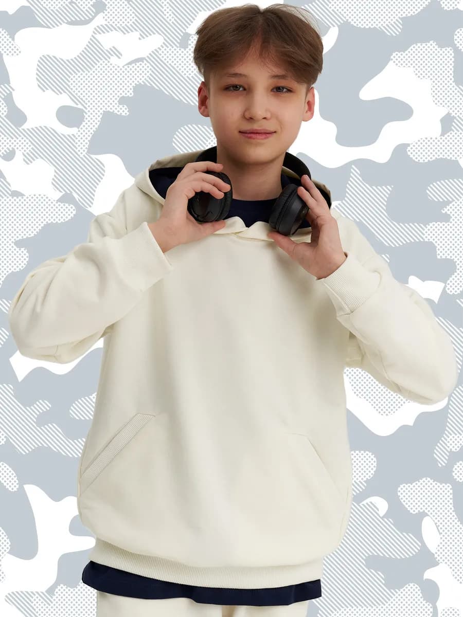 Худи оверсайз для мальчика подростка без начеса с капюшоном