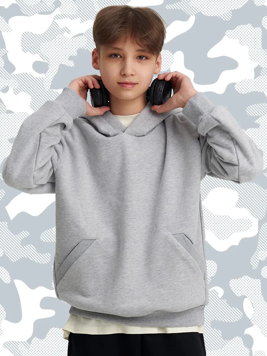 Худи оверсайз для мальчика подростка без начеса с капюшоном - фото 1