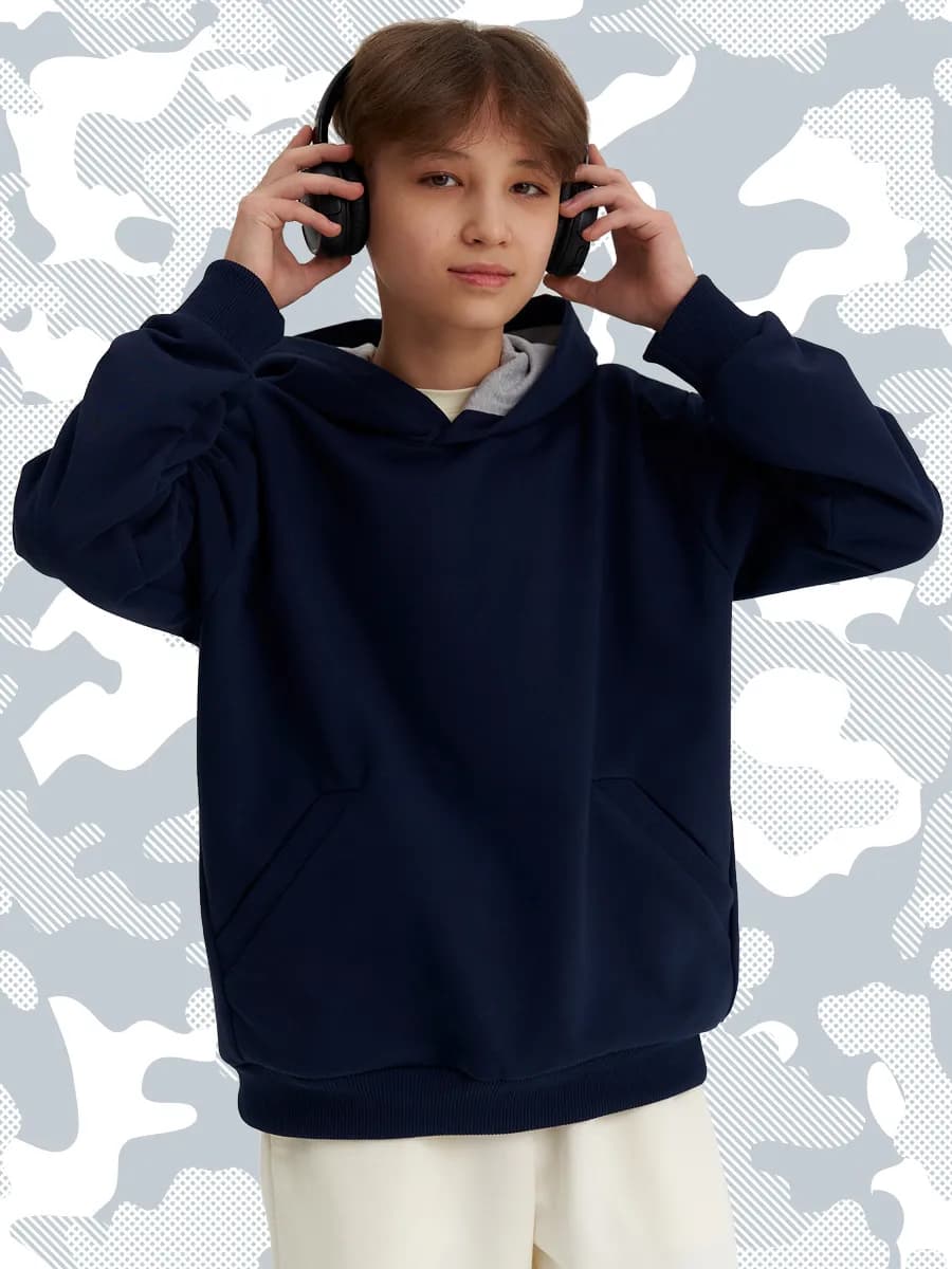 Худи оверсайз для мальчика подростка без начеса с капюшоном