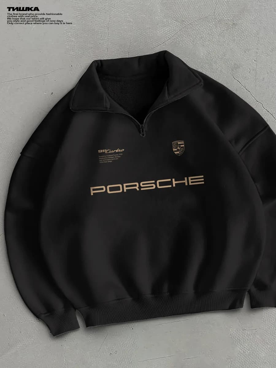 Оверсайз свитшот с воротником old money с принтом