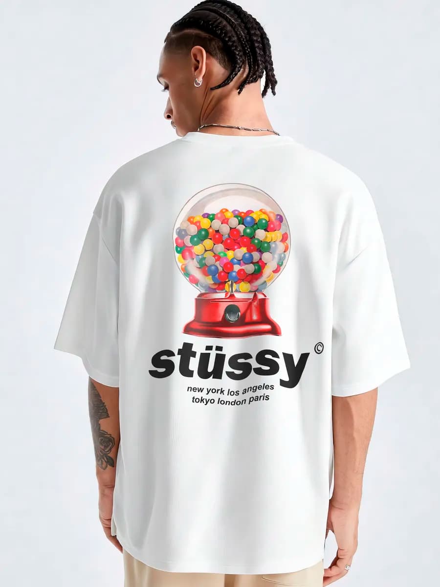 Оверсайз футболка с принтом Stussy