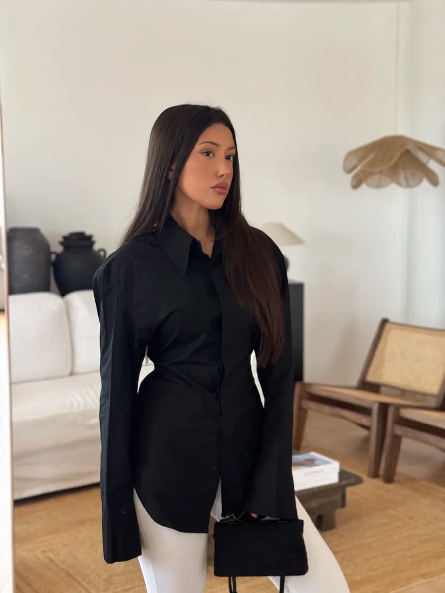 Рубашка приталенная с завязками