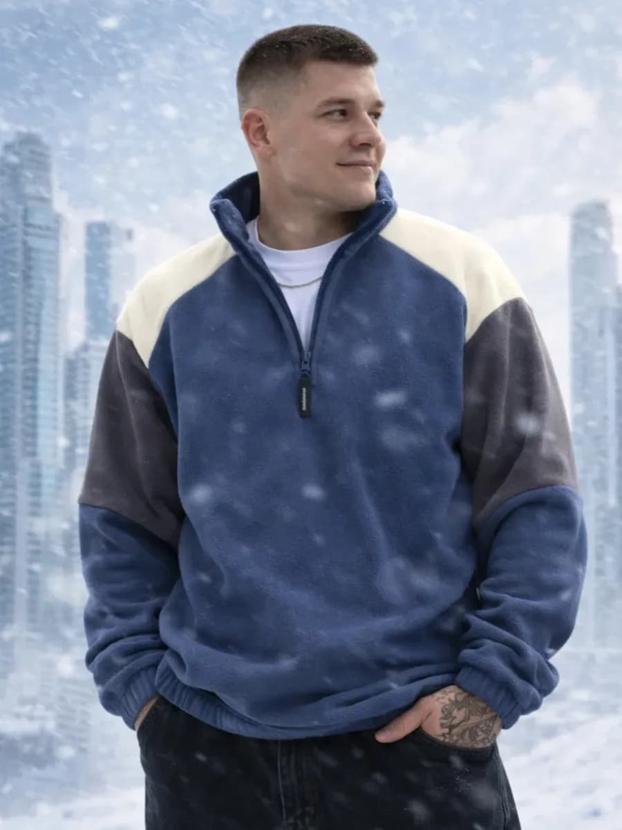 Толстовка флисовая утепленная оверсайз полузамок