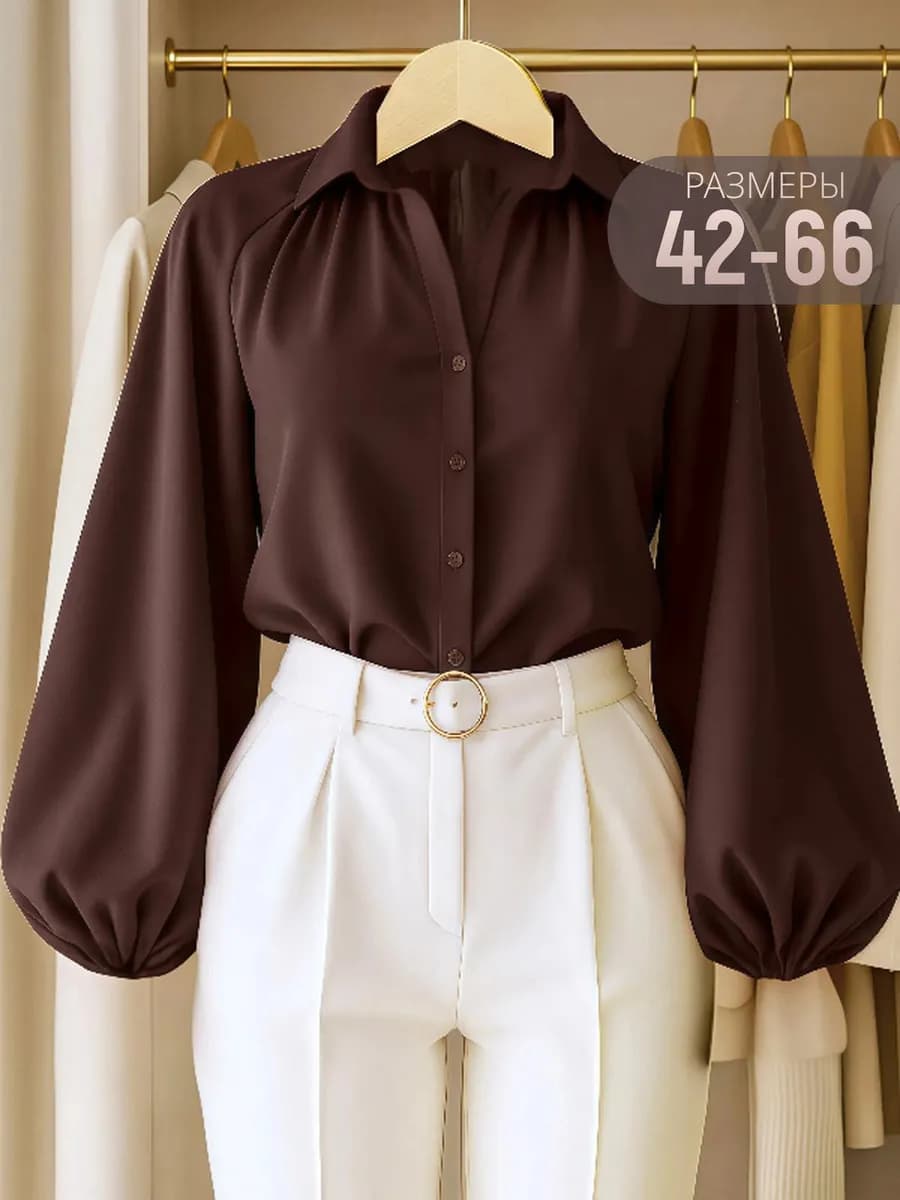 Нарядная блузка с широкими рукавами фонариками - фото 1