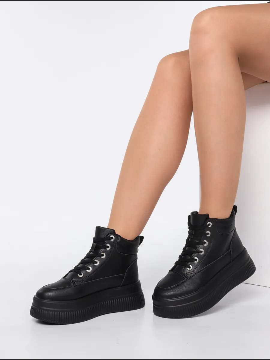 Кожаные кроссовки Высокие кеды на платформе
