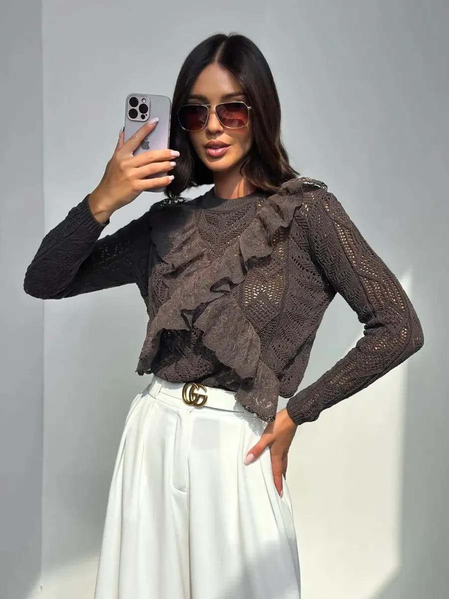 Джемпер ажурный вязаный