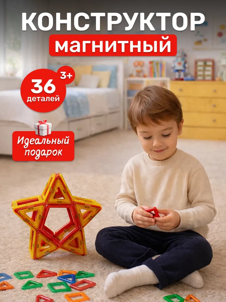 Магнитный конструктор 36 деталей