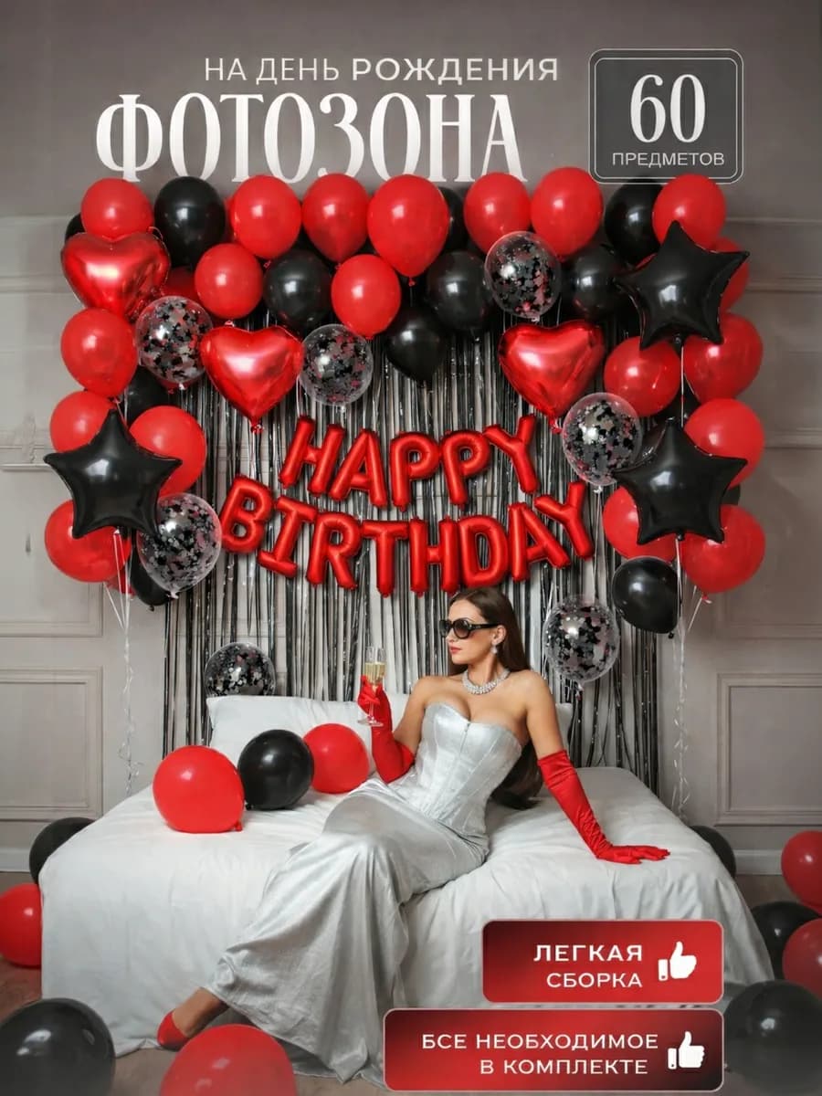 Воздушные шары Happy Birthday фотозона День Рождения