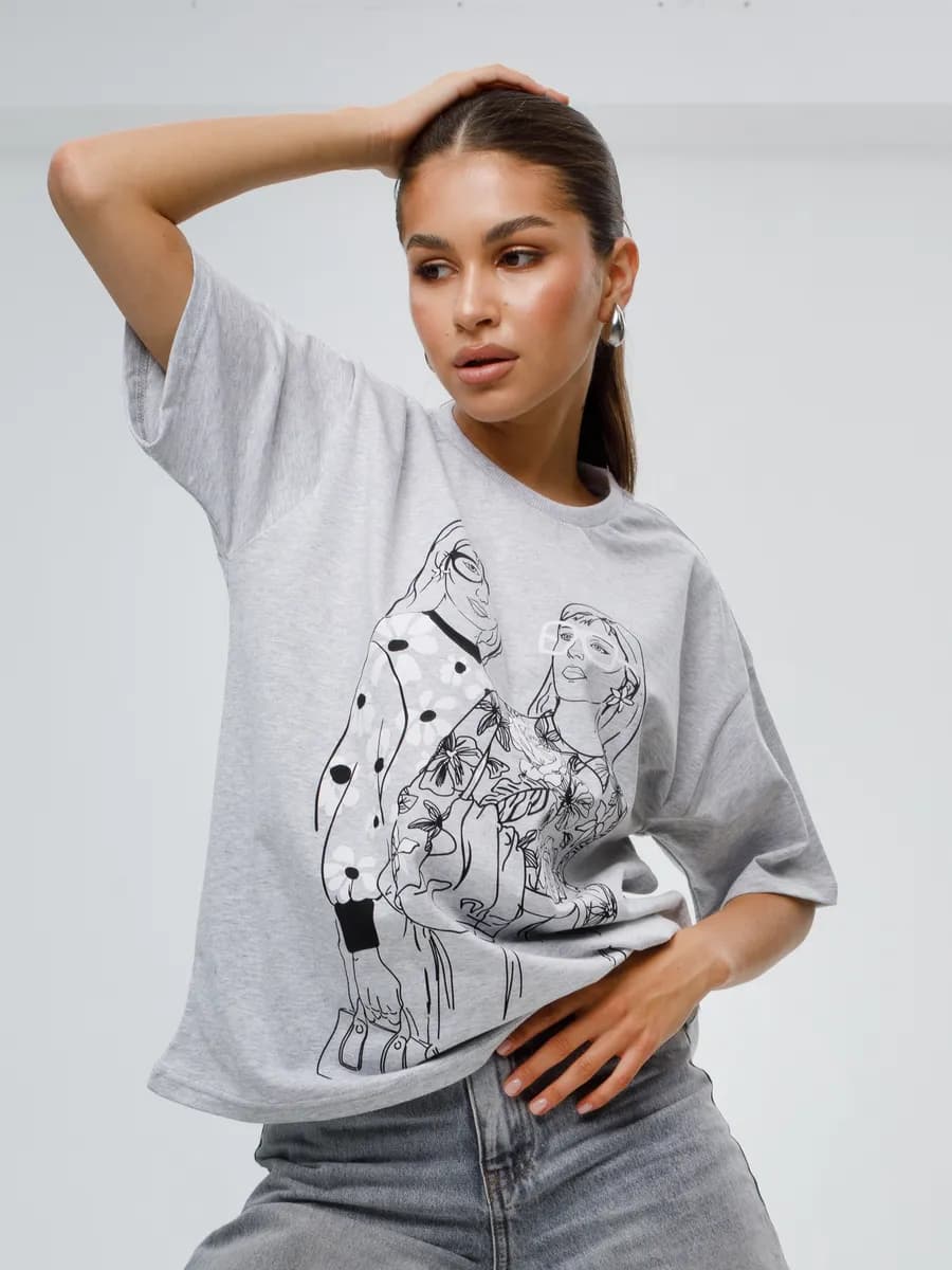 Футболка оверсайз нарядная - Подруги - больших размеров