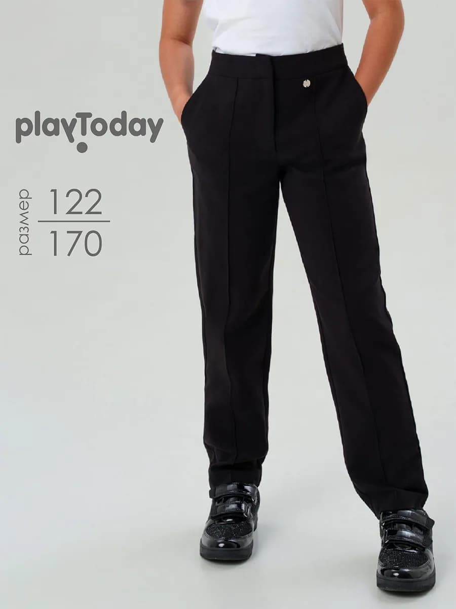 Брюки школьные прямые с отстроченными стрелками