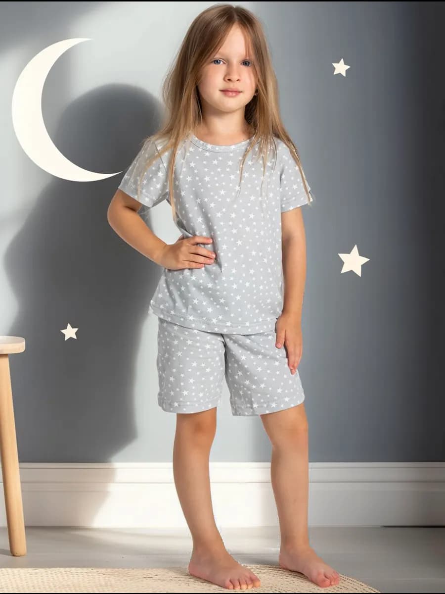 Пижама детская с футболкой и шортами хлопок - фото 1