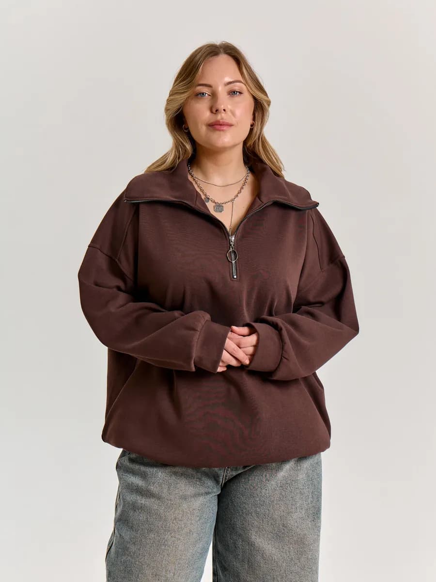 Свитшот на молнии больших размеров