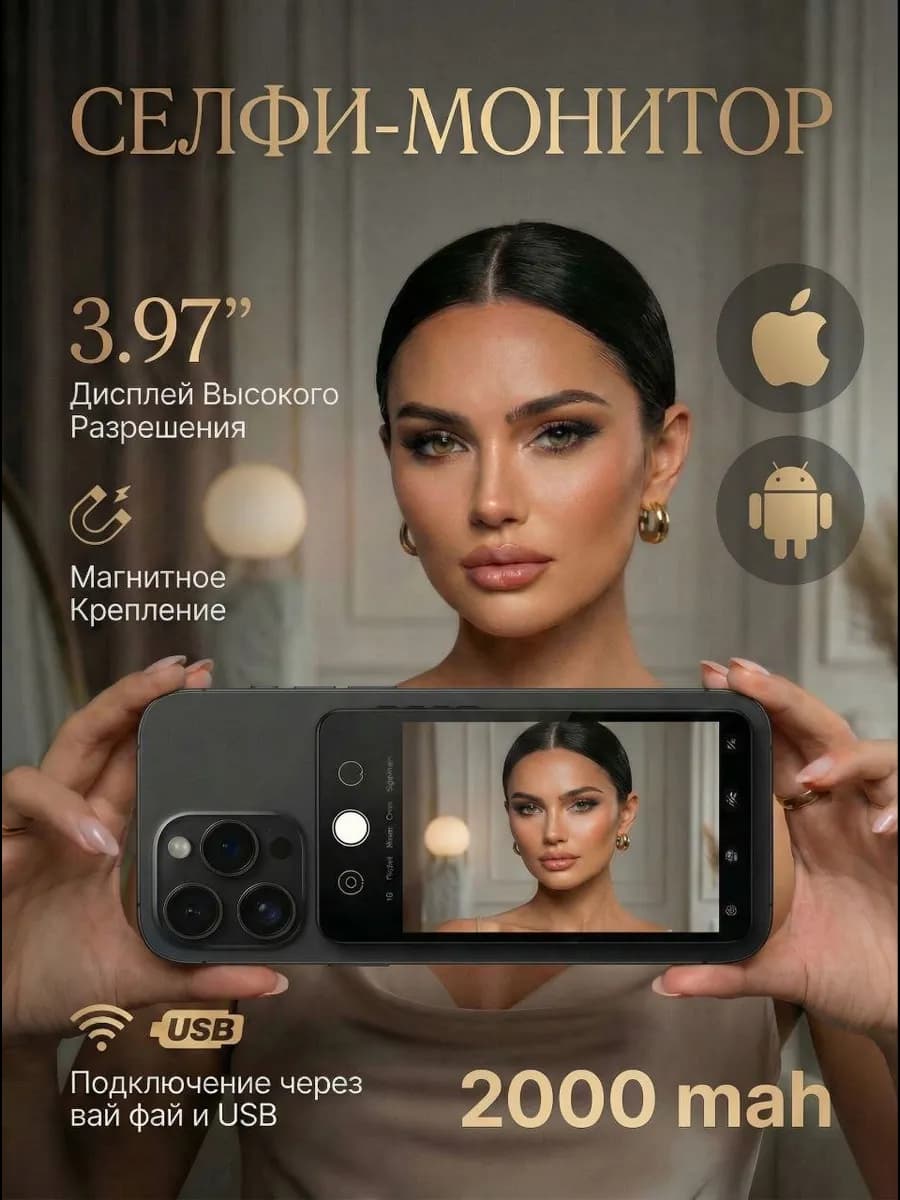 Монитор для селфи магнитный на телефон