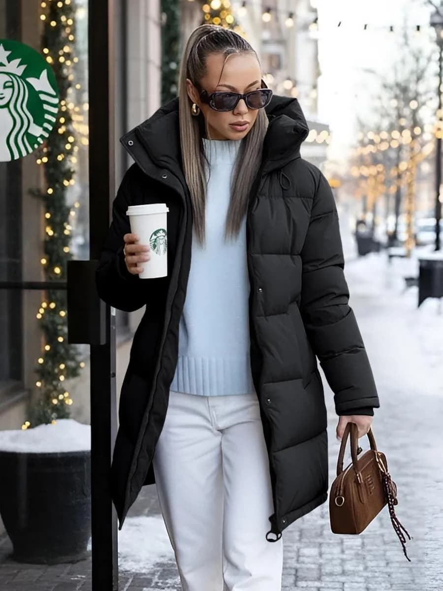 Куртка зимняя удлиненная с капюшоном