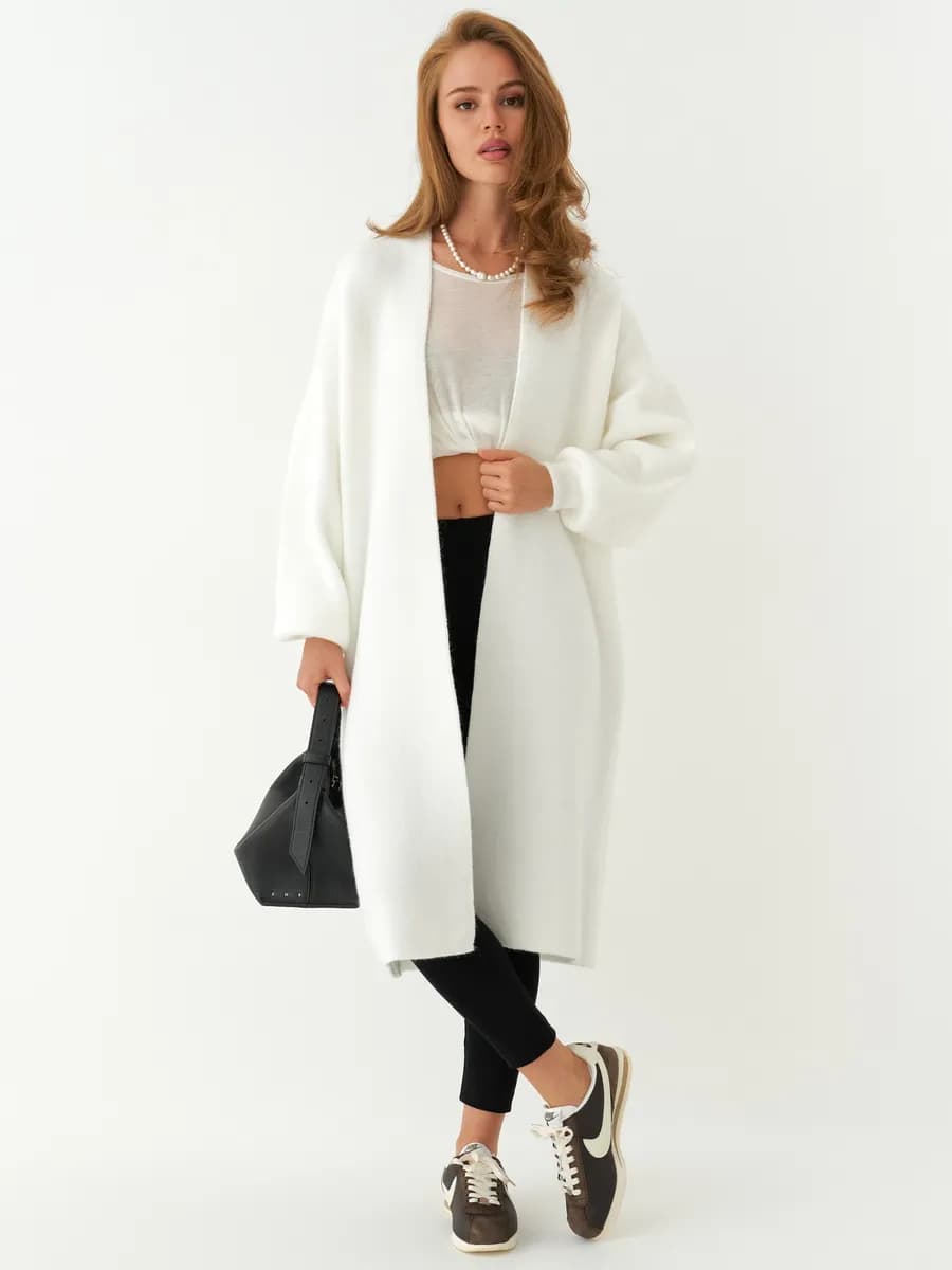 Кардиган пушистый длинный вязаный оверсайз