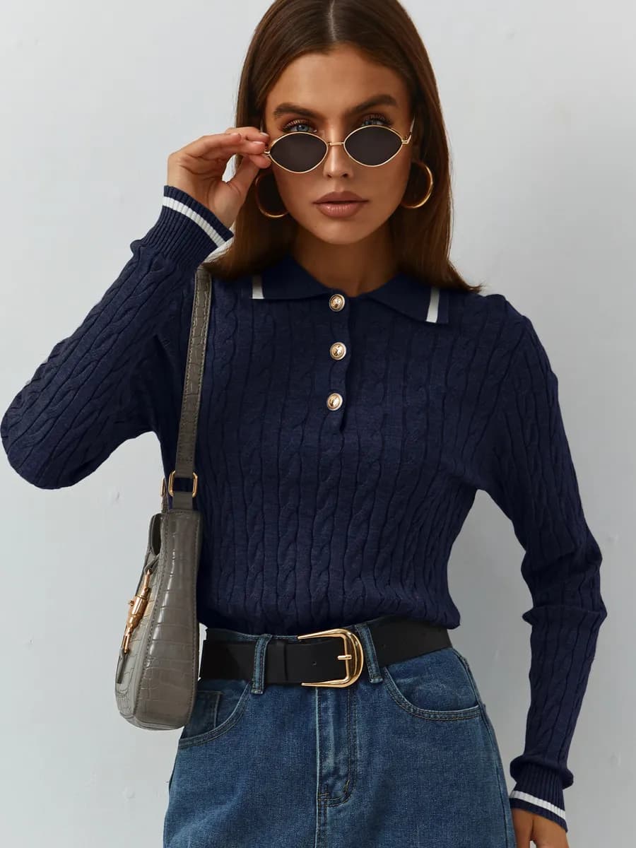 Нарядный джемпер поло тонкий